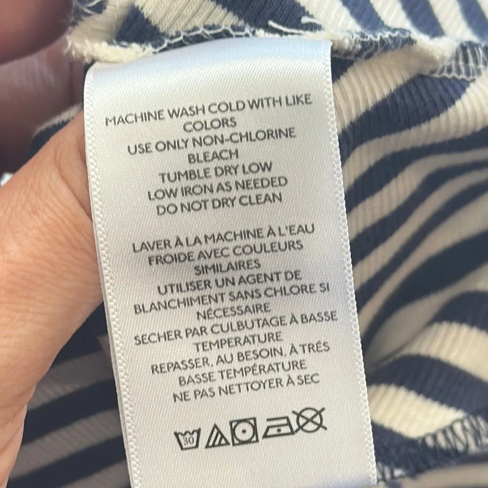 Pilcro Striped Sleeveless tank Top Navy and White mock neck cotton blend size XL - Image 5