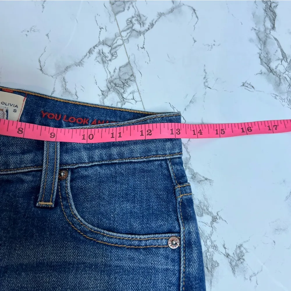 Alice + Olivia Jeans Boyfriend Jeans Two
Tone Blue 24 asymmetrical - Image 8