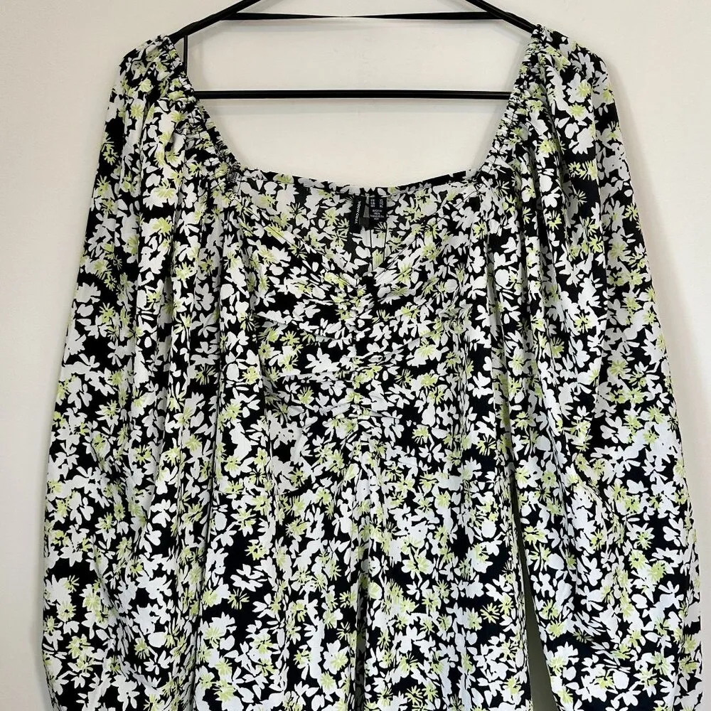 NWT Vero Moda Chaddie Ditsy Floral Boho Long Sleeve Ruched Mini Dress - XL - Image 4