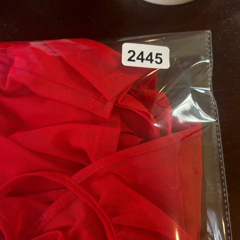 DKNY Top Womens L Red Poppy Sleeveless Mesh‎ Top Xmas Party Event Casual NEW - Image 9