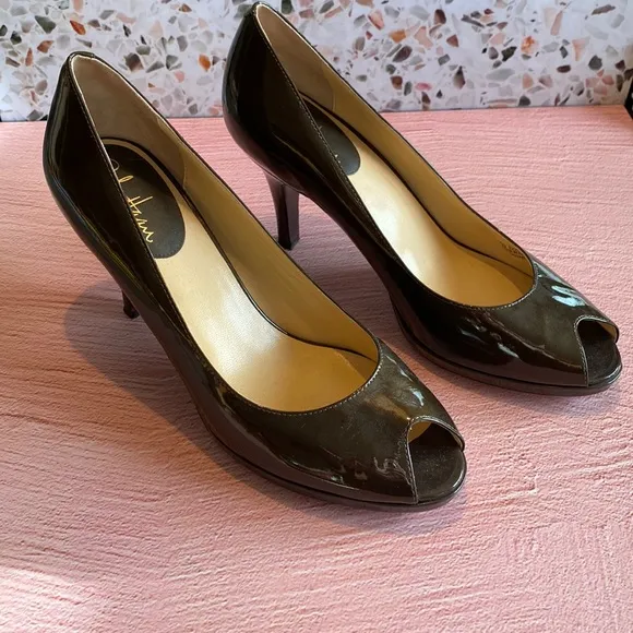 Cole Haan Nike Air Peep Toe Heels - Brown Patent - Size 10B - Image 32