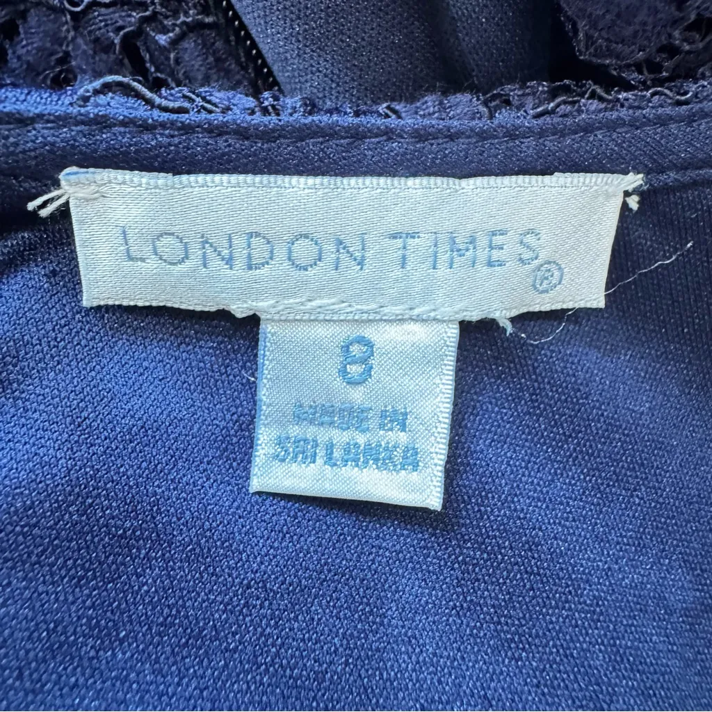 London Times Navy Blue Lace Overlay Sleeveless Fit & Flare Party Dress ModCloth - Image 9