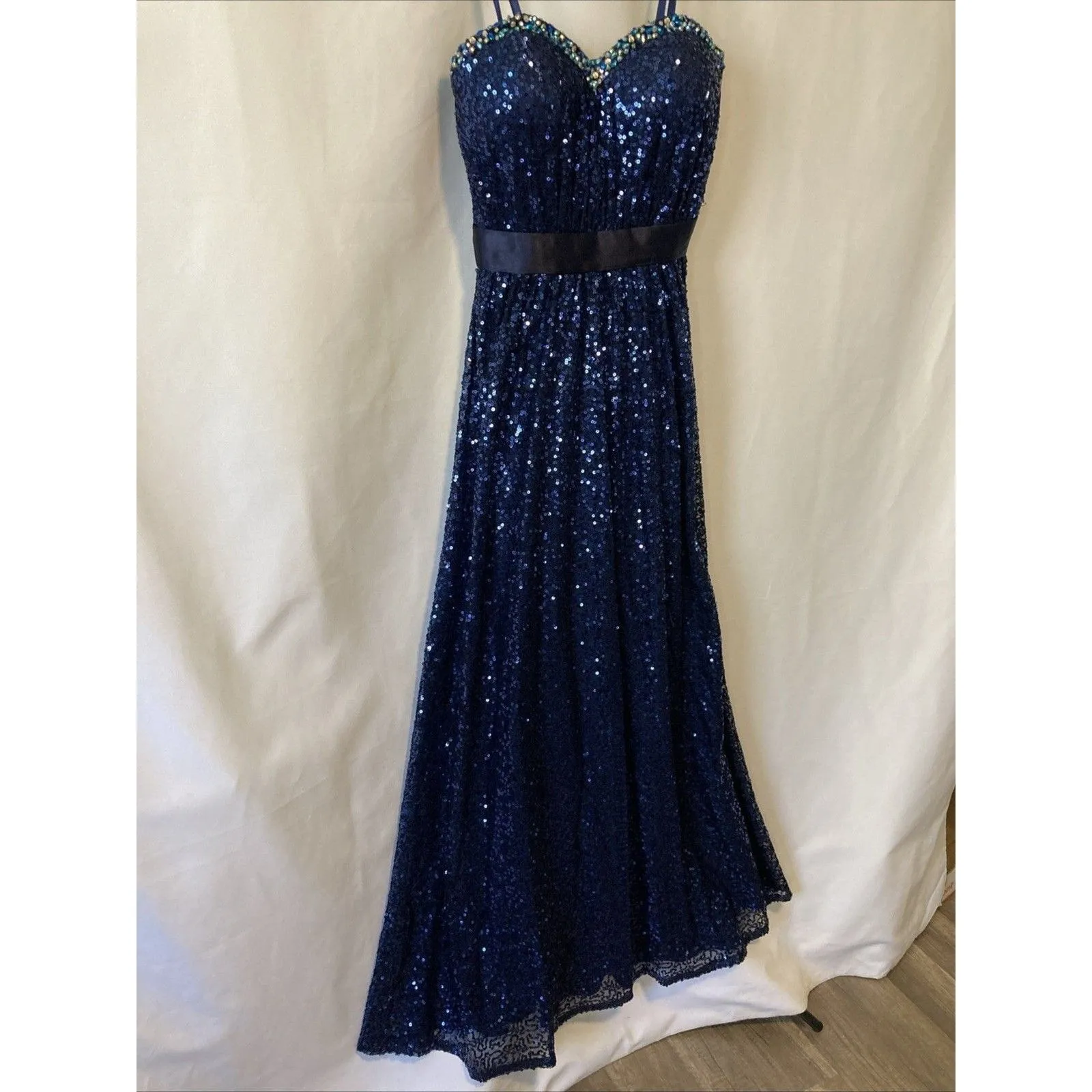 La Femme Formal Dress Sequin Gown 0 Navy Dark Blue Prom Ball Gala Quinceara Hoco - Image 3