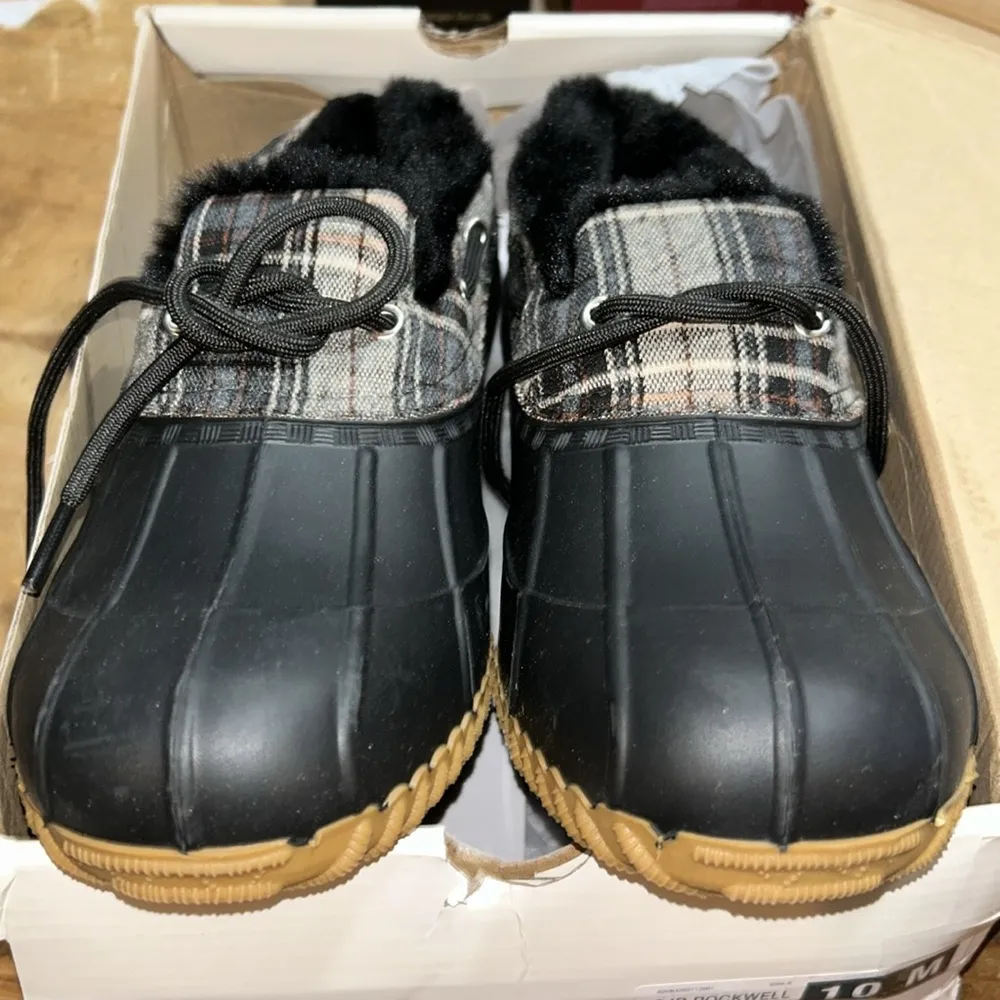 St. John's Bay Womens Rockwell Flat Heel Rain Boots Black w/multi Size 10 - Image 8