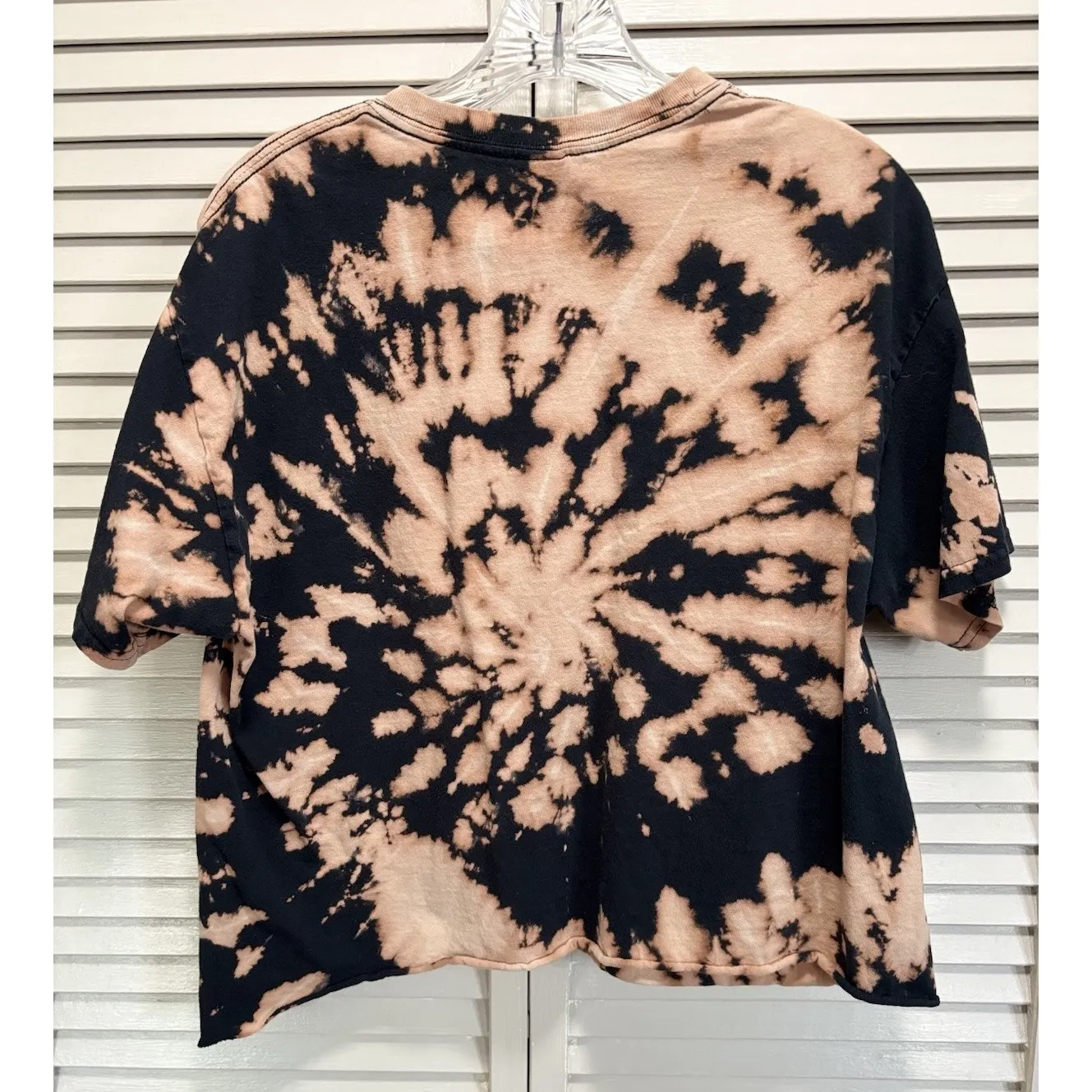 Gildan Tie Dye Black/Tan Short Sleeve Cut Off T-shirt Size Large‎ Cotton Crew - Image 5