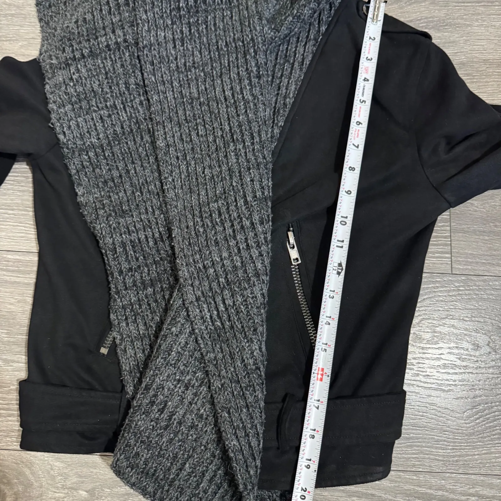 LUSH Women Black Drape Front Cardigan Sweater Jacket Knit Waterfall Size S - Image 8