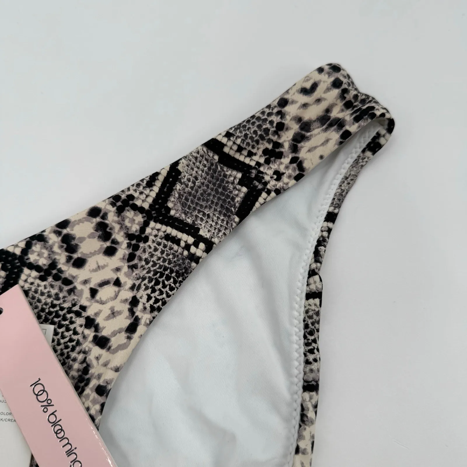 AQUA Bikini Bottoms Size Large Black Cream Swim Snake Print 100% Exclusive NWT - Image 10