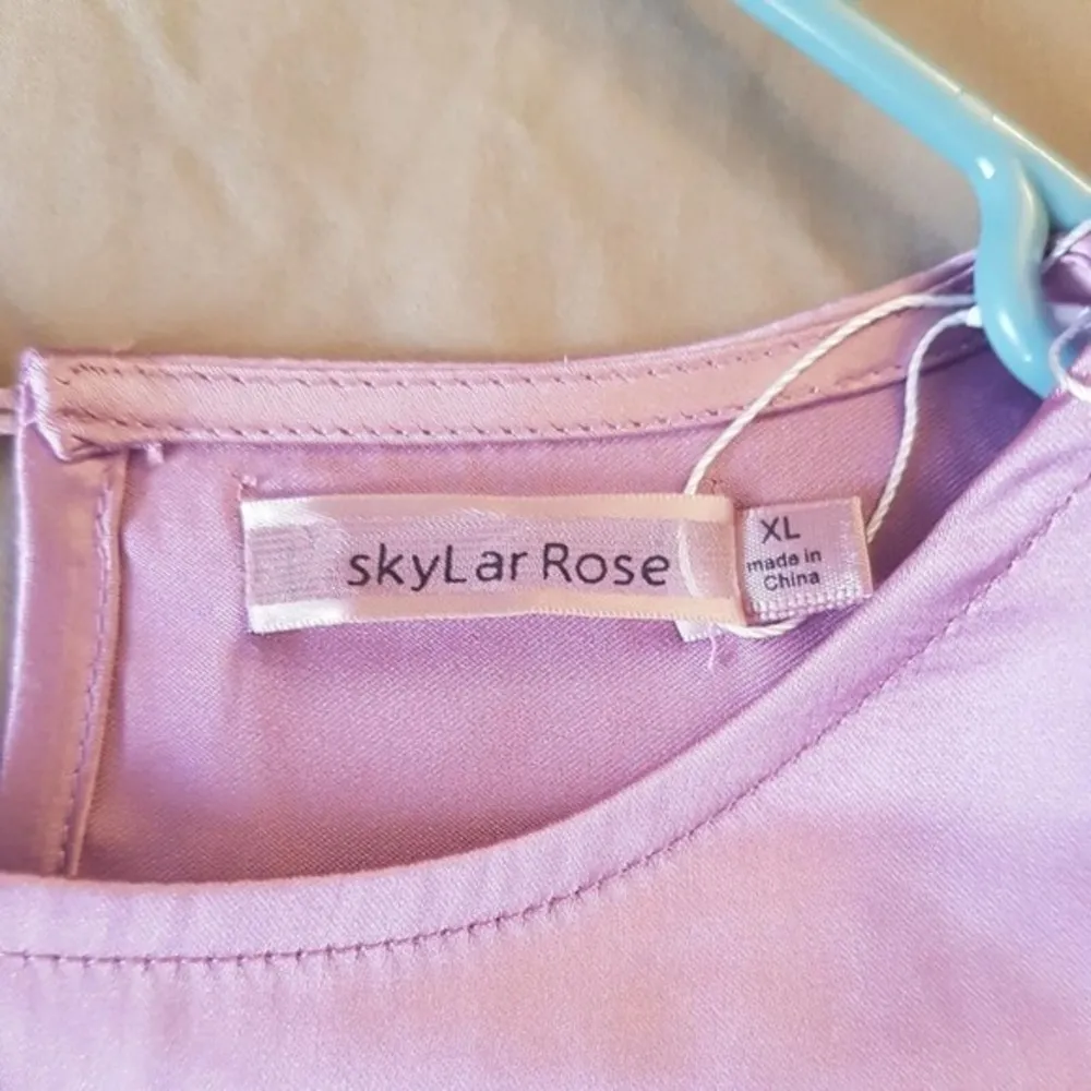 Skylar Rose Womens Dress Shift Purple Metallic Size XL Puff Scrunch Sleeves NWT - Image 9