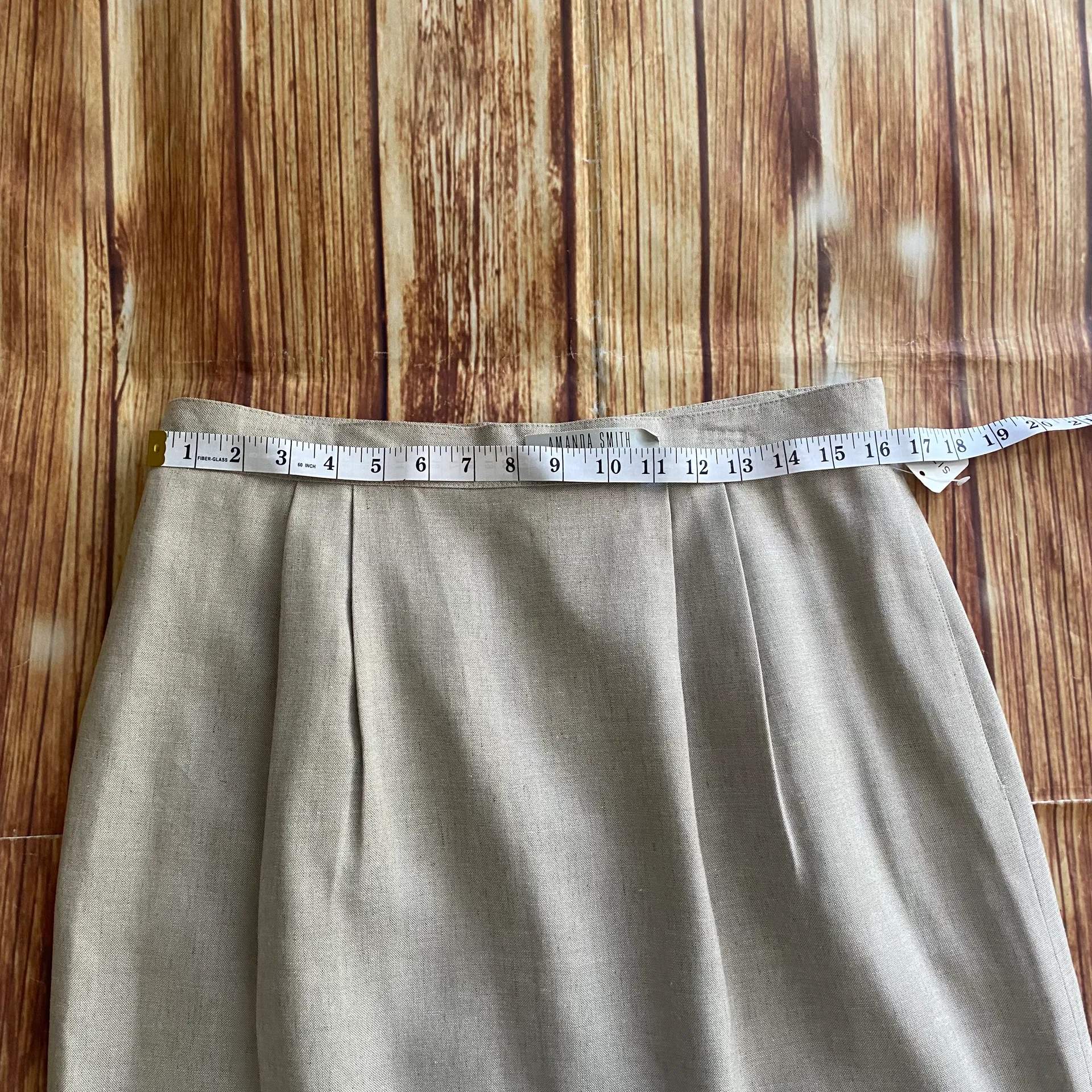 Amanda Smith Women's Vintage Pleated Straight Skirt Beige Size 16 - Image 5