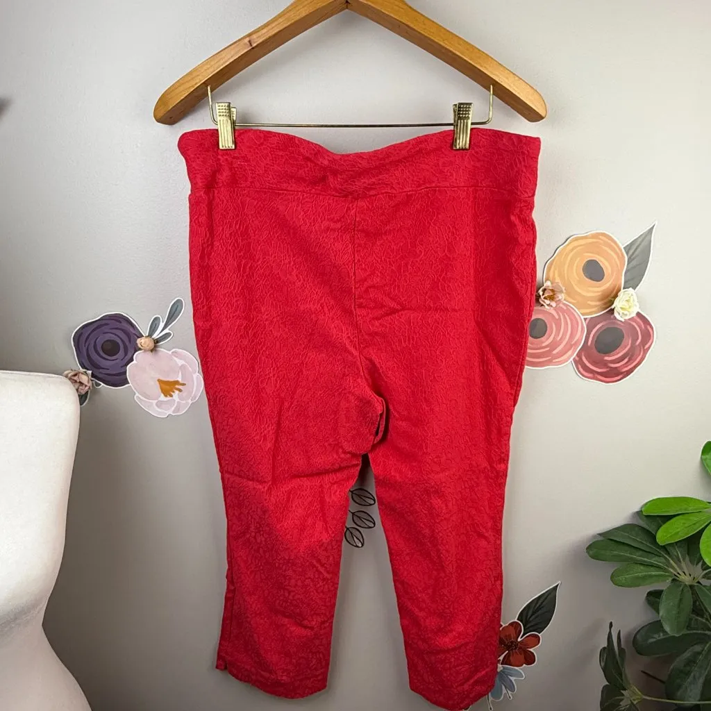 Jules & Leopold Cropped Patterned Red Pants - Size - XL - Image 2