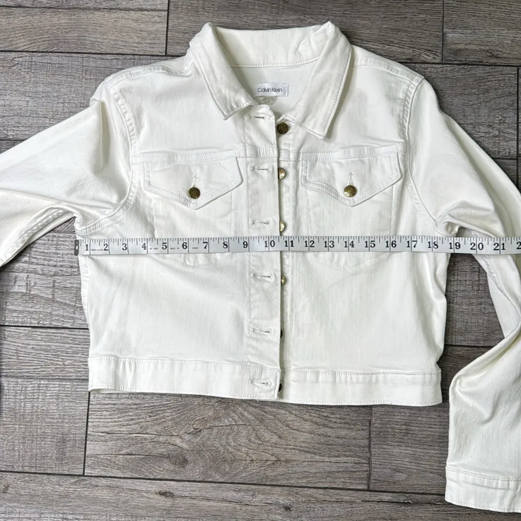 Calvin Klein Collection White Denim Jacket Size M - Image 3