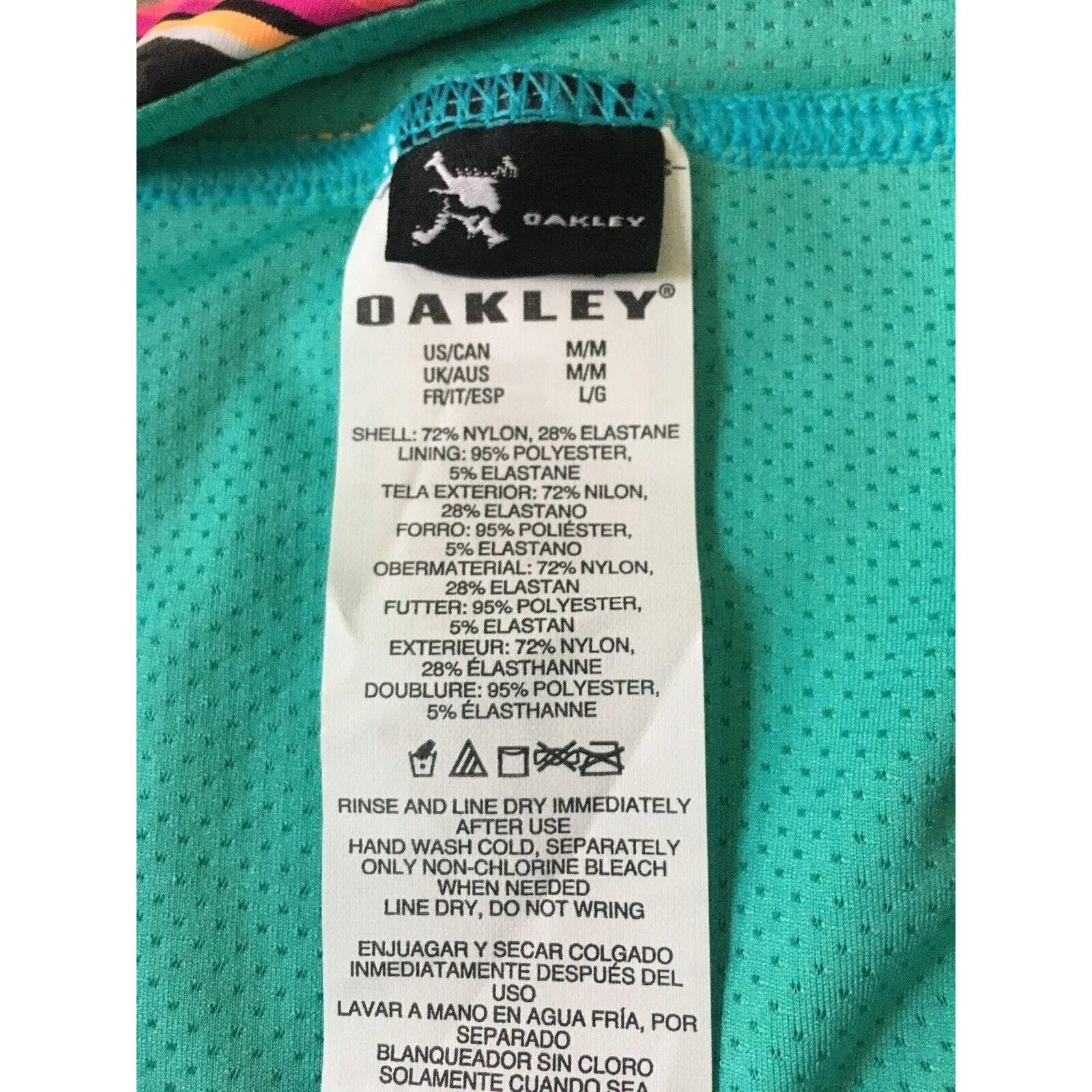 OAKLEY Women's Swim Bikini Bottom with Striped Waist Trim Size M Aqua Blue - Image 6