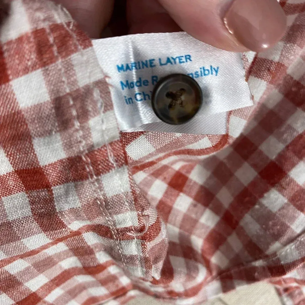 Marine Layer Madeline Relaxed Crop Shirt in Red & White Plaid Size US Medium - Image 13