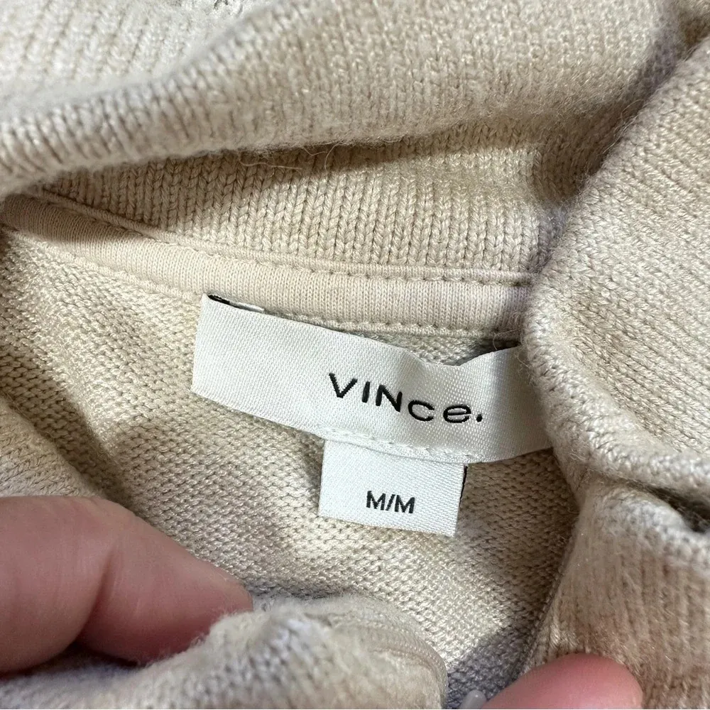 Vince Half Zip Mock Neck Longsleeve Sweater Soft Jersey Knit in Heather Oak M - Image 14