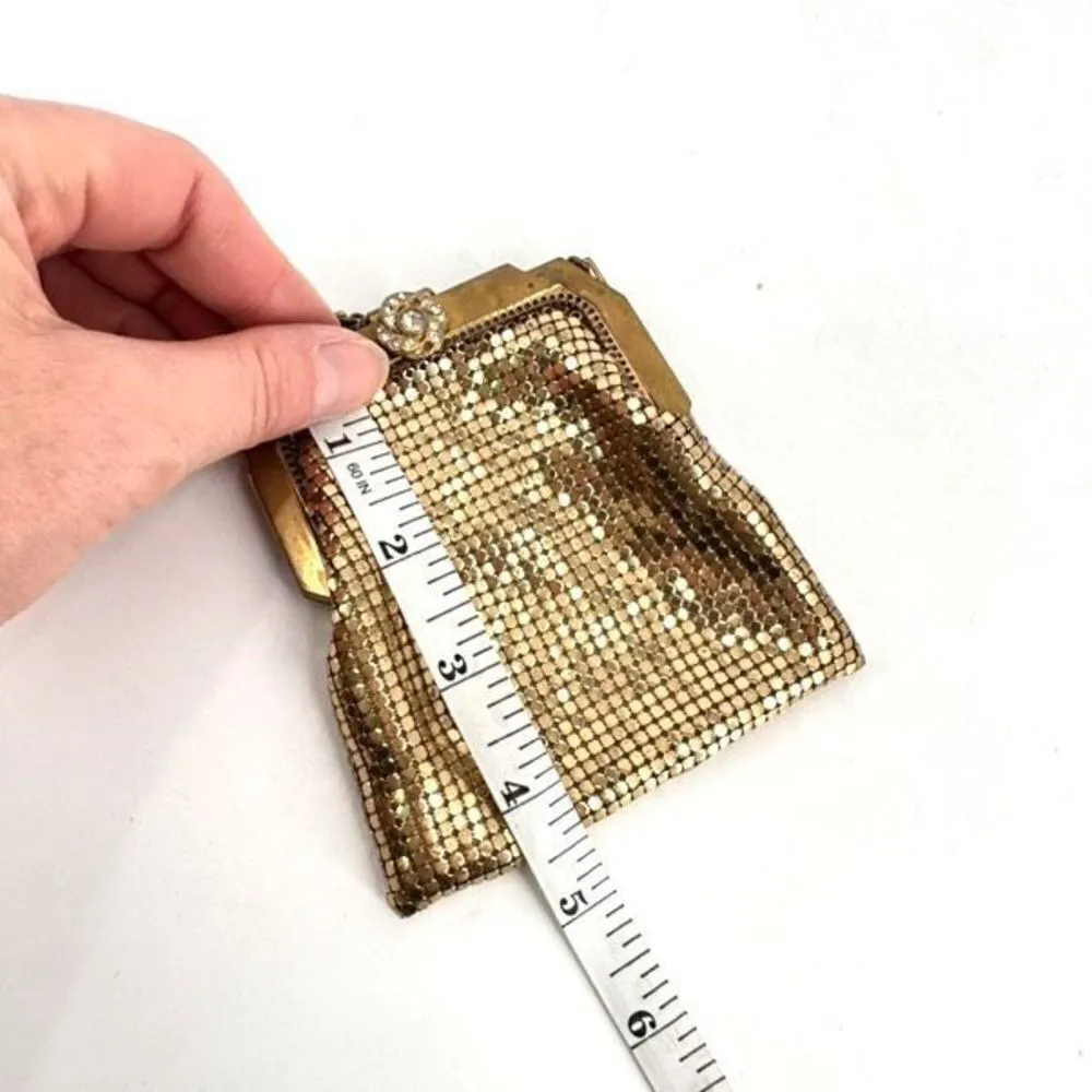 Vintage Whiting & Davis Purse Antique Rhinestone Jeweled Gold Mesh Purse Handbag - Image 3