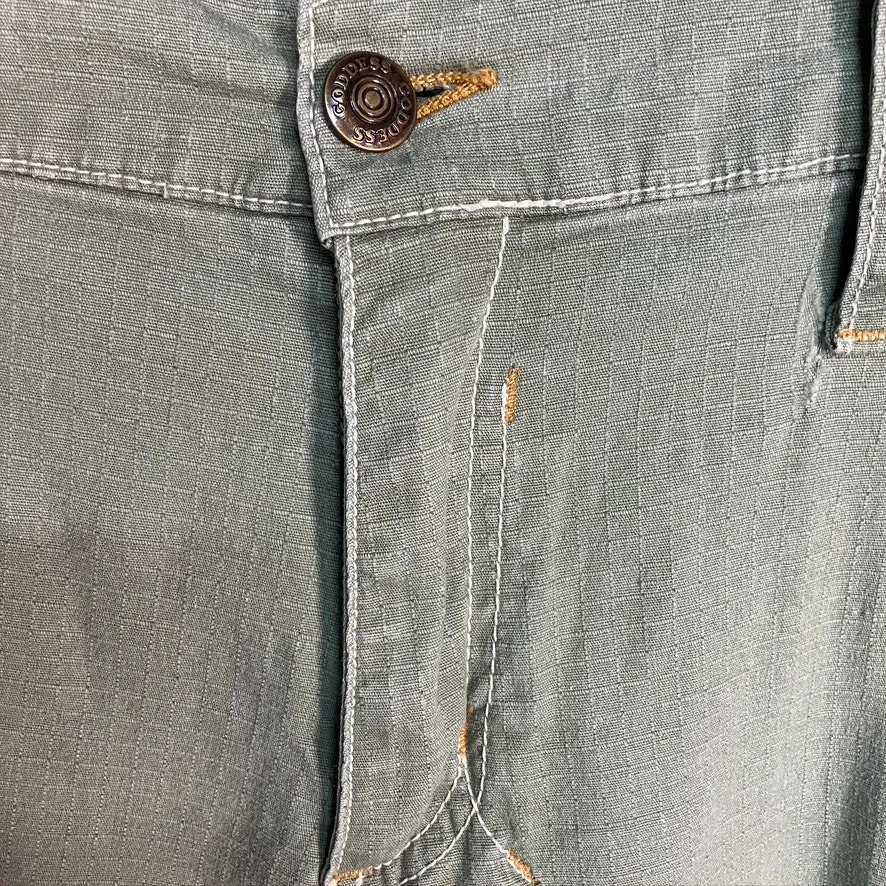 Vintage Y2K Goddess Cargo Capris Womens 16 Army Grunge Utility Military‎ Ramie Green - Image 5