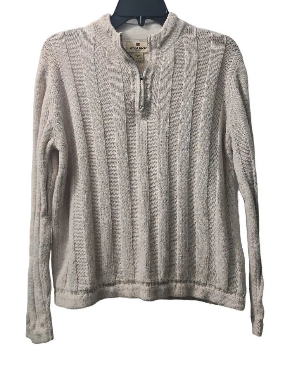 Woolrich 1/4 Zip Pullover Sweater Ribbed Knit Long Sleeve Casual Top M - Image 1