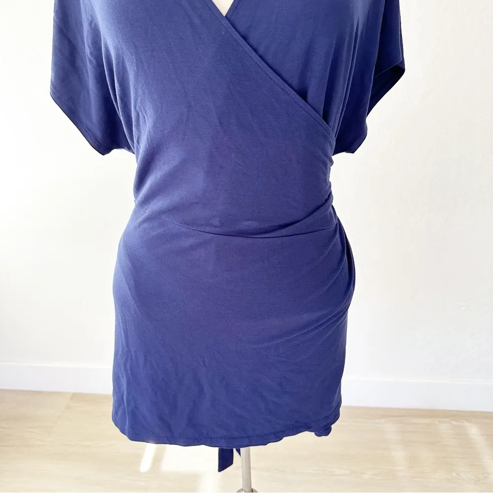 Universal Standard True Blue Navy Fine Jersey Wrap Top | Small 14-16 - Image 5