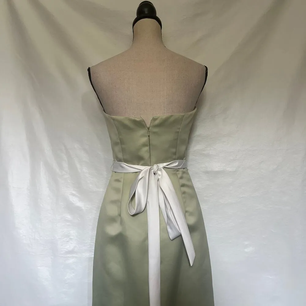 Alfred Sung Duchess Strapless Dress Sz 4 Green Bridesmaid Formal HOCO Satin - Image 9