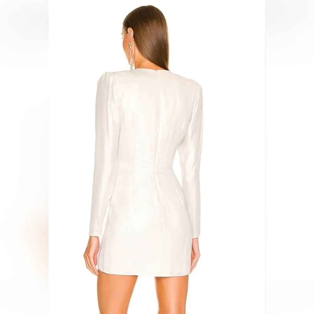 DUNDAS x  Harlow Mini Dress in Metallic Ivory XS *No Brooch* - Image 2