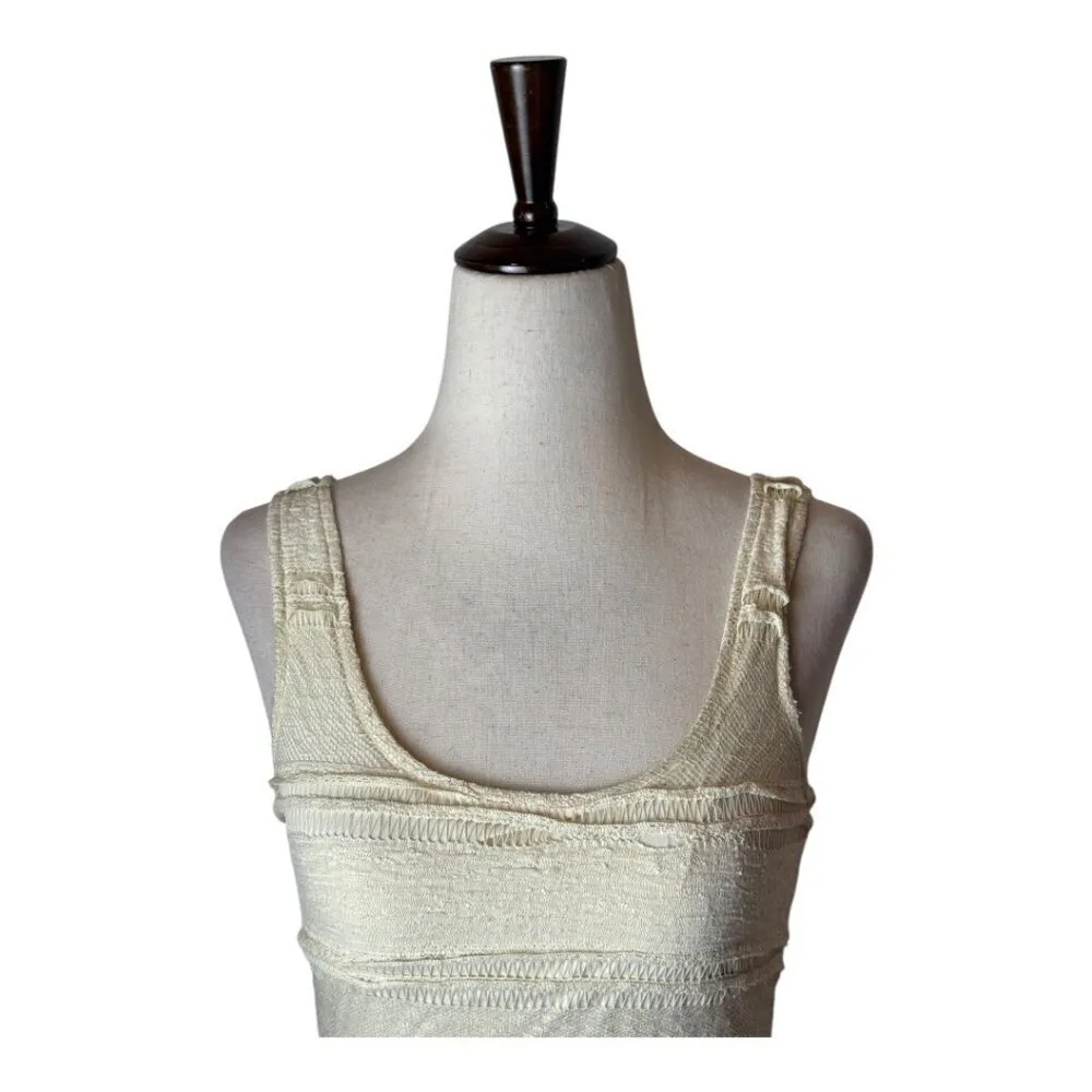 Ganni Shirt Women XS‎ Ivory Lace Sleeveless Scoop Neck Peplum Top Boho - Image 4