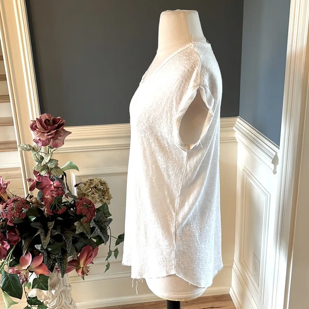 White Top Short Sleeve B Original Raw Hem Solid Oversized XS Womens - Image 9