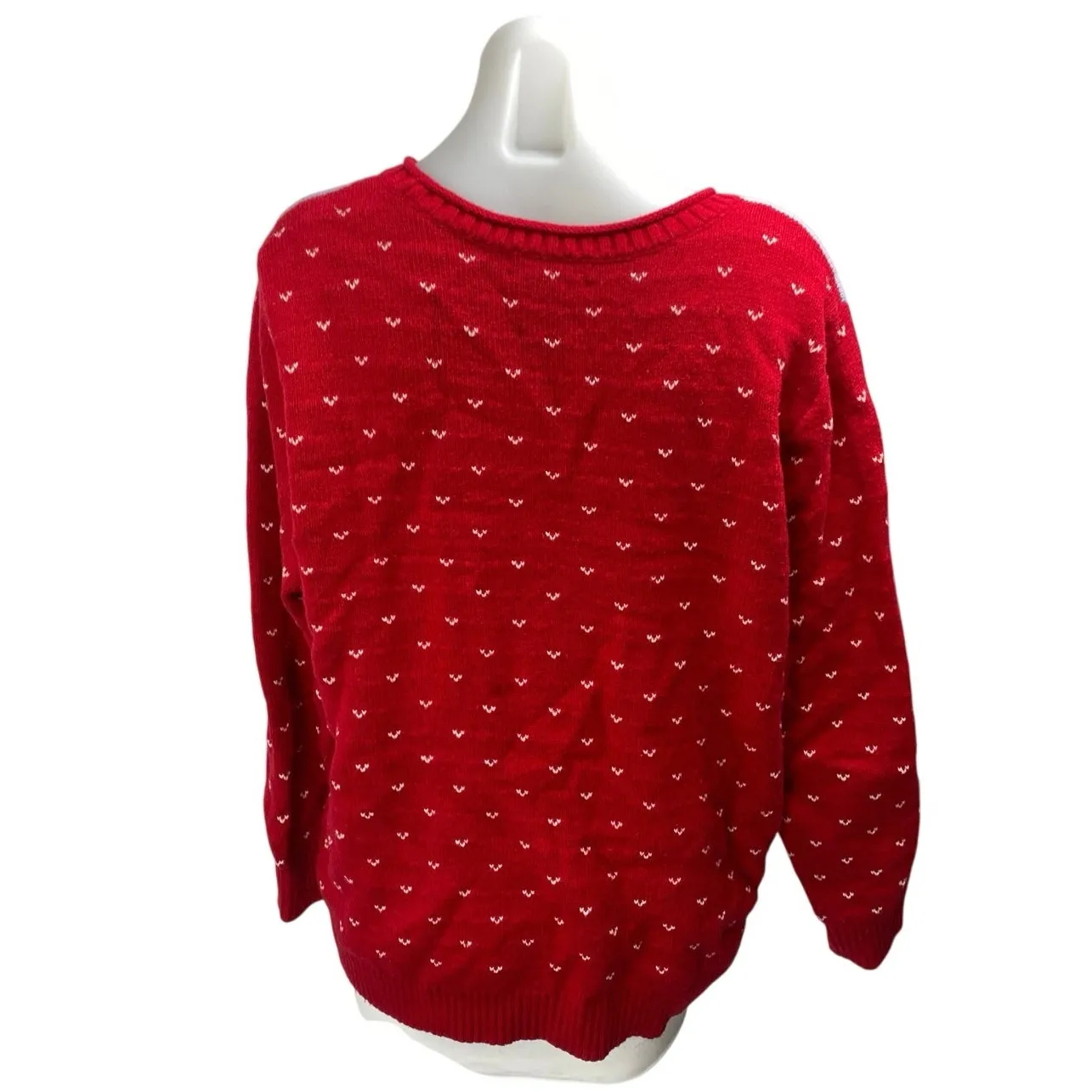 Lands' End Women's Red Winter Scene Crewneck Long Sleeve Knit Sweater Top Sz XL - Image 2