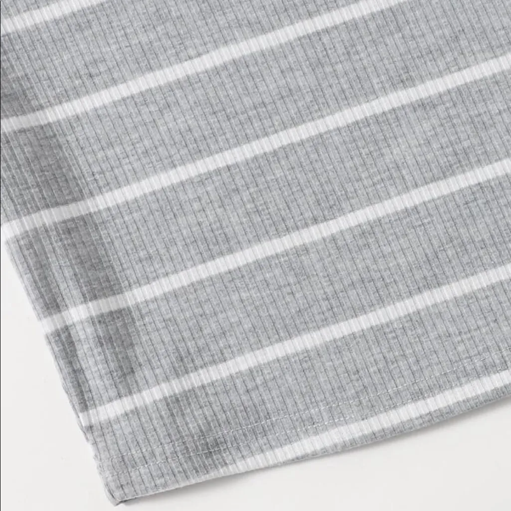 New SHEIN Striped‎ Rib-Knit Tee light grey - Image 3