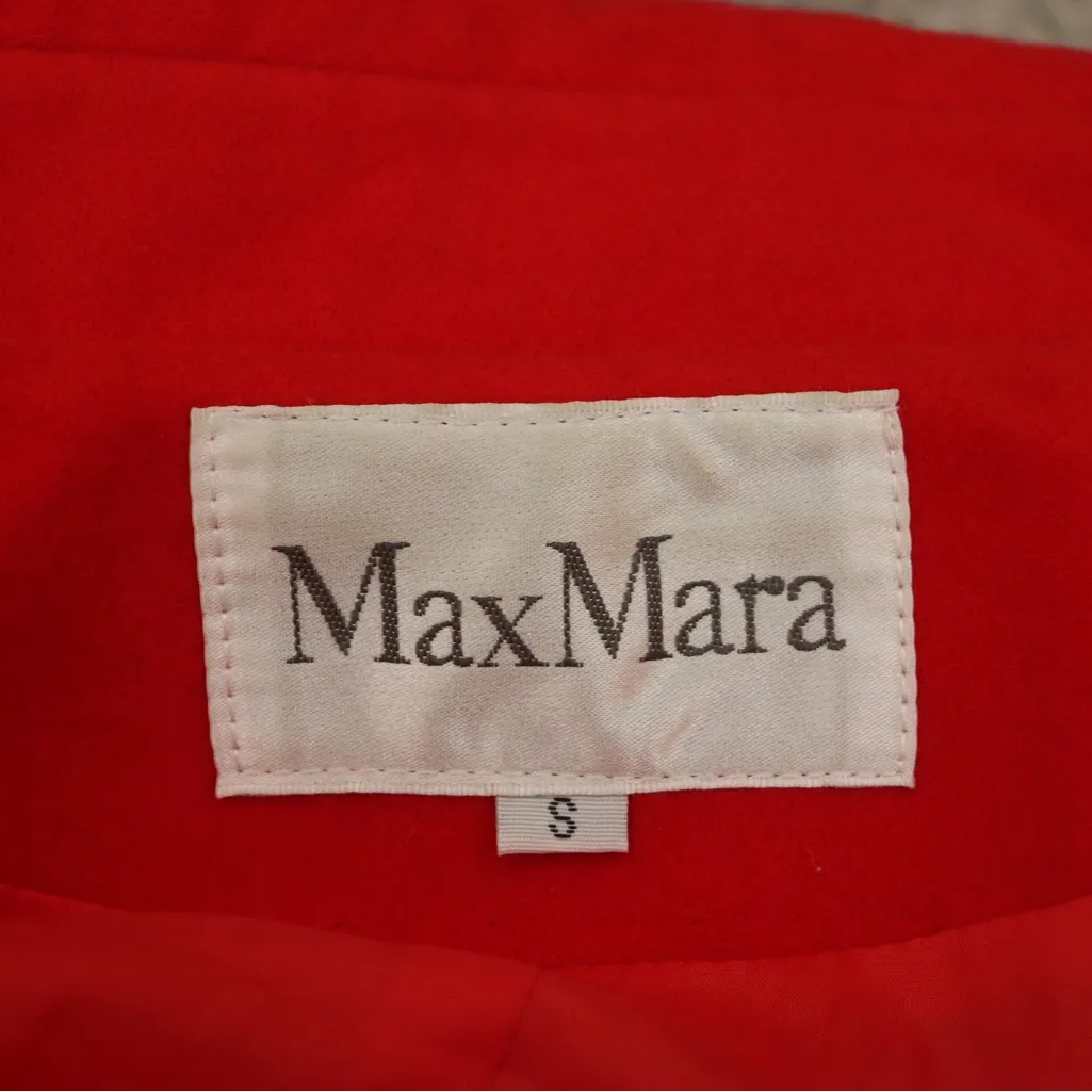 MaxMara Red Military Style Wool Blend Pea Coat Size Small - Image 10