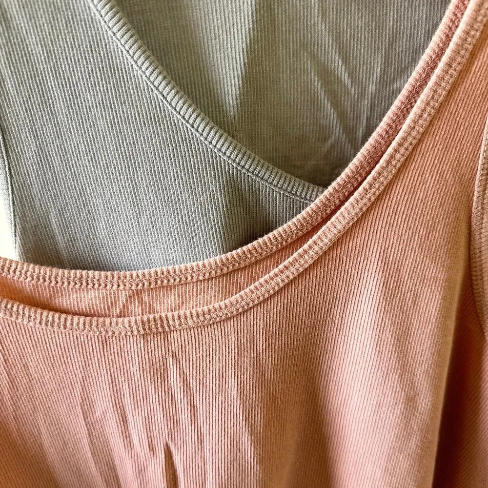 Set 2 - Plus 2X Ribbed Tank Tops Mauve and Gray Lane Bryant and Style & Co - Image 2