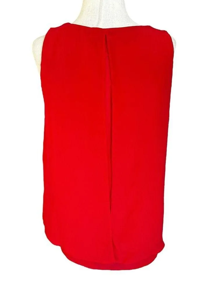 Banana Republic Red V-neck Blouse Women Top Petite Size Medium | 26-6 - Image 2