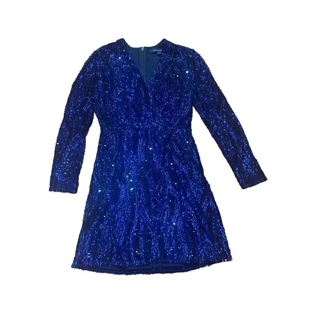 French Connection Deniz Embellished Mini Dress in color Surf The Web sz 6 - Image 9