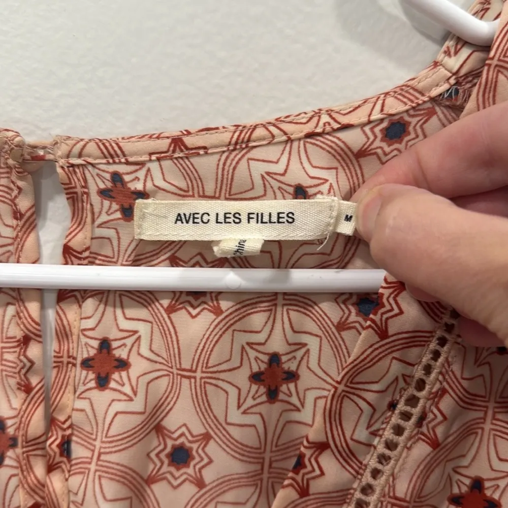 Avec Les Filles Geometric Print Long Sleeve Romper Size Medium EUC - Image 5