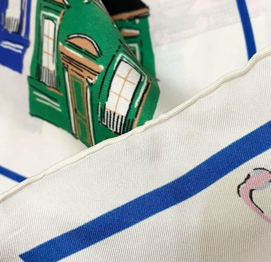 Unbranded Paris Village Theme Silk ”x 36.5” Square Scarf - Image 3