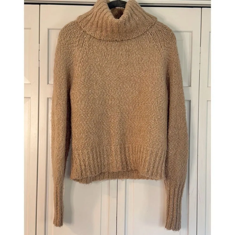 J.Crew chunky alpaca wool blend turtleneck sweater tan xs - Image 3