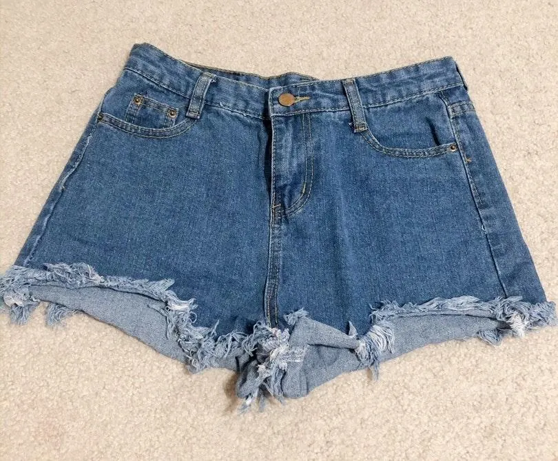 Denim High Waisted Shorts Size M - Image 2