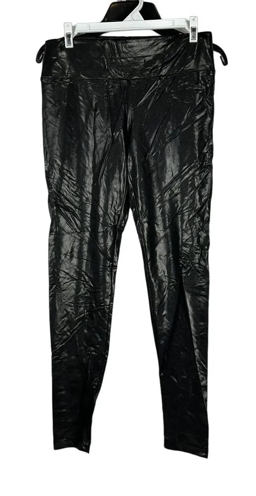 INC Faux Leather Black Leggings Size M Nylon/Spandex Stretchy Slim Fit - Image 1