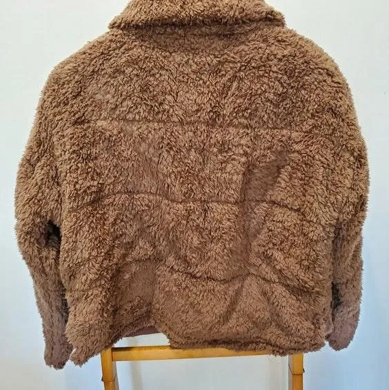 DejaVu mocha brown Teddy coat small collared zip - Image 2