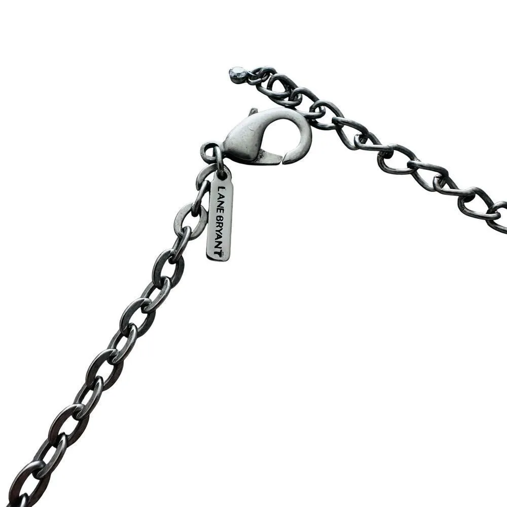 Lane Bryant Hammered Hammered Metal Double Strand Necklace/Yellow Glass Accents - Image 4