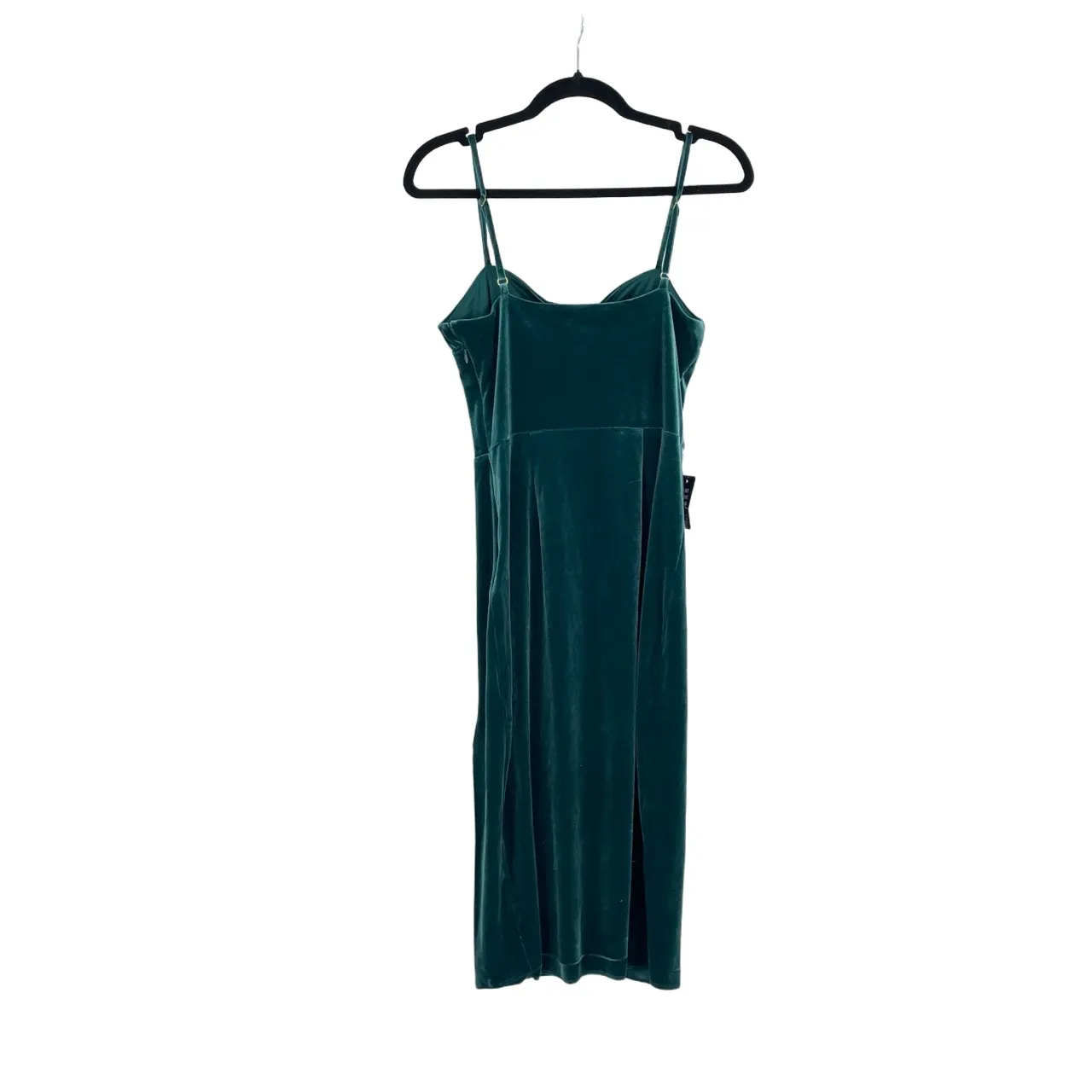 Express Women's Teal Green Velvet Front Slit Spaghetti Strap Sheath Dress Size S - Image 3