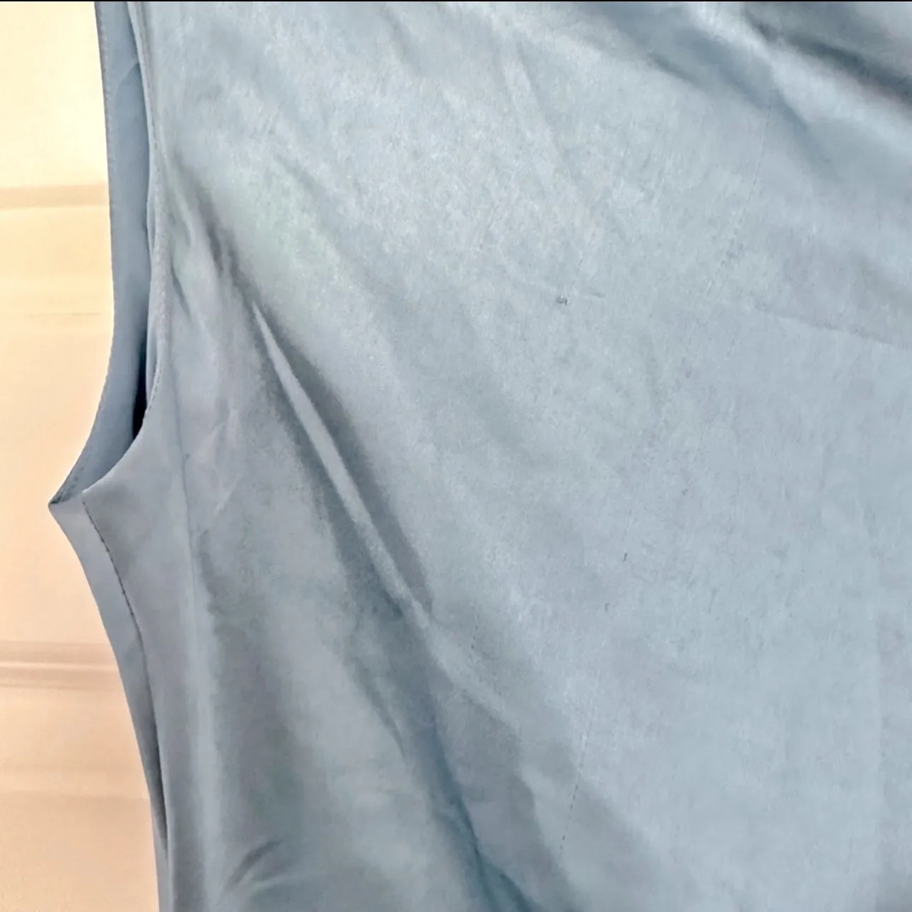 | Cassini Cadet Blue Satin One Shoulder Midi Dress Rouched | Size Large - Image 7