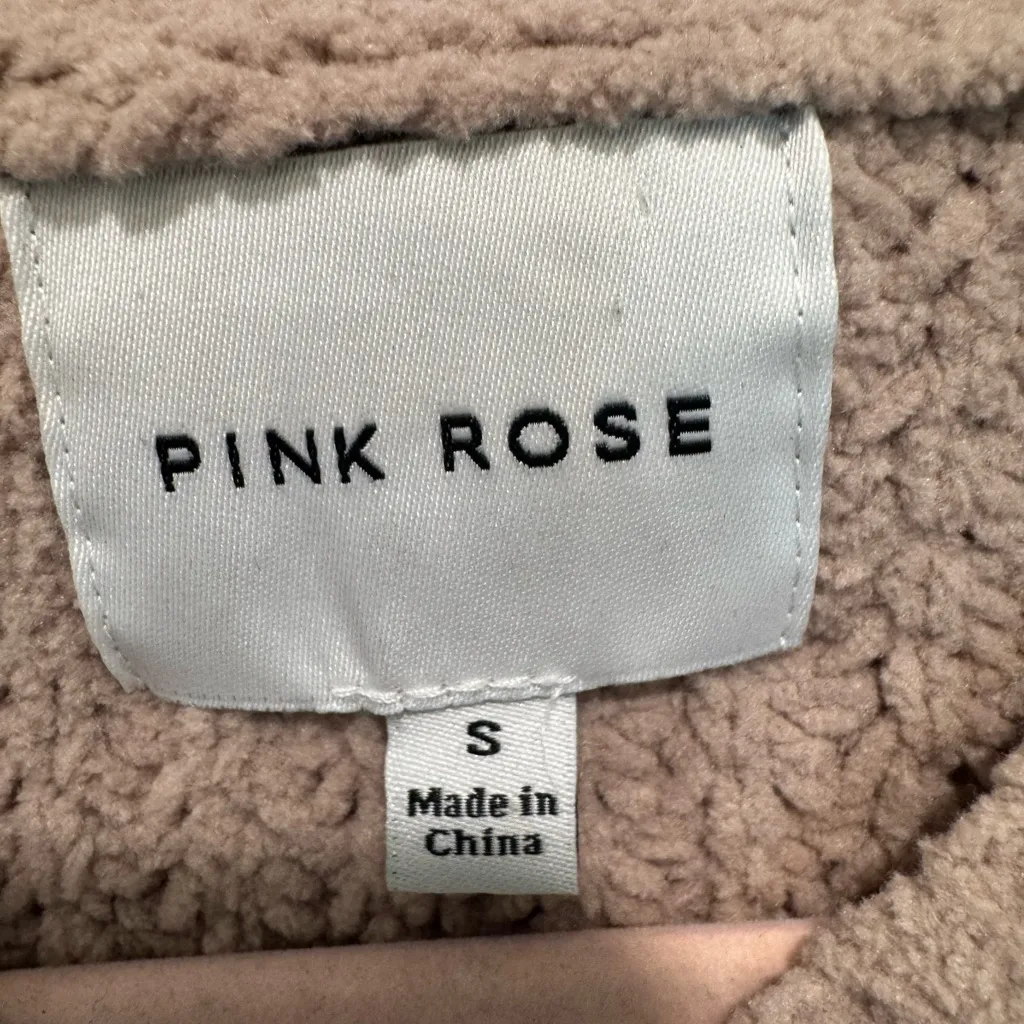 Pink Rose Brown & Cream Chunky Knit Striped Sweater – Size Small - Image 3