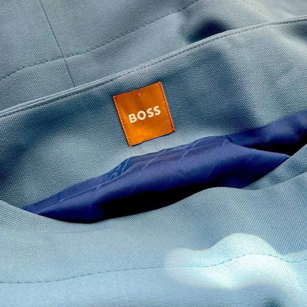 NEW Hugo Boss Vollemo Wrap Front A-Line Midi Skirt in Mountain Blue Size 4, $298 - Image 7