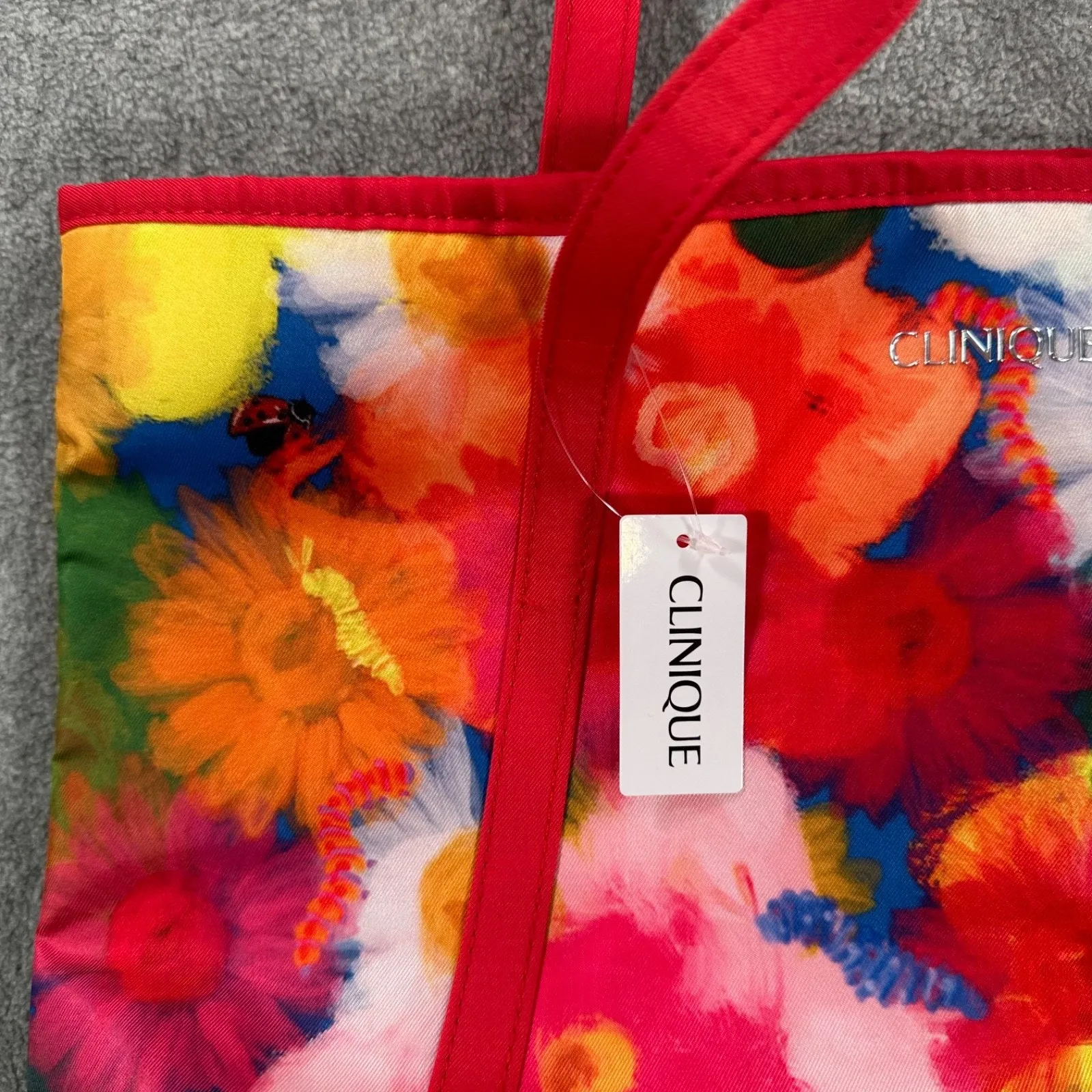 Clinique x Jonathan Cohen Flower Shoulder Travel Tote Large Bag Shopping Red New - Image 6