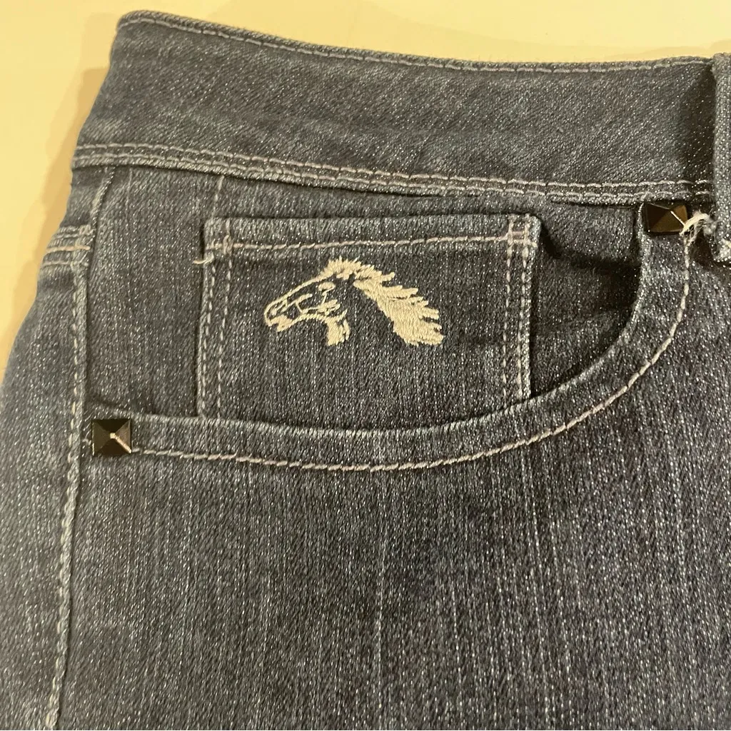 Jordache Straight Crop Denim Blue Jeans Women 12 Dark Wash Trendy Classic Chic - Image 5