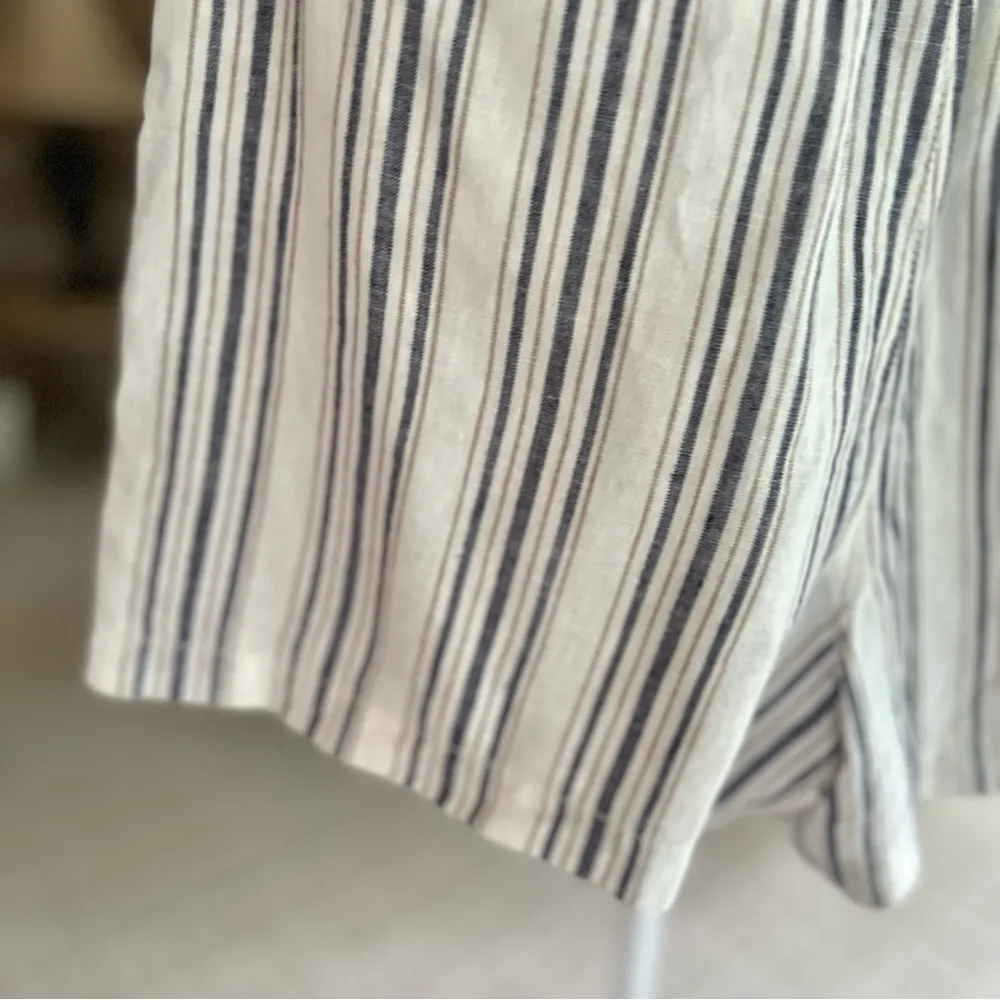 A.N.A. Shorts Paperbag Striped Ivory Blue High Waist M Belted - Image 11