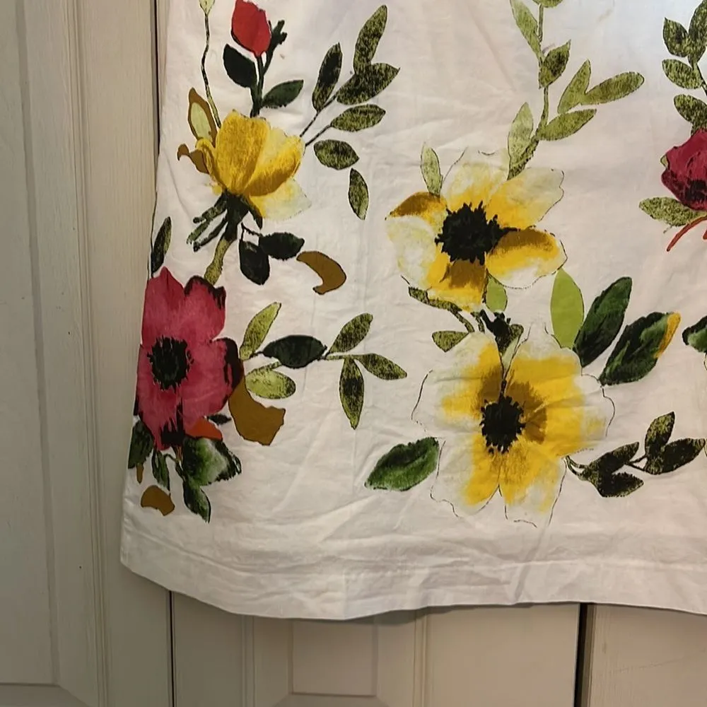 Orvis Retro Style A Line White Floral Cotton Skirt XS - Image 7