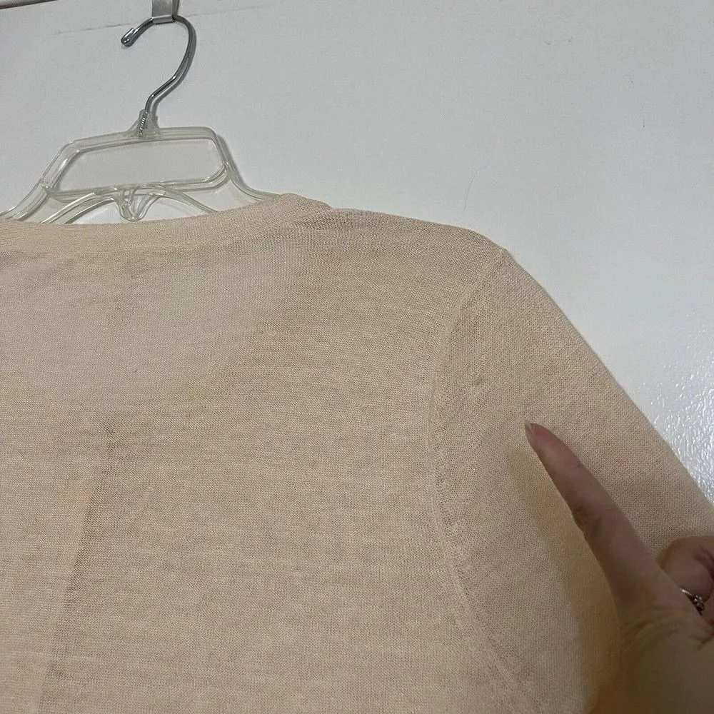 EILEEN FISHER short sleeve peach orange linen blend lightweight cardigan Large - Image 7