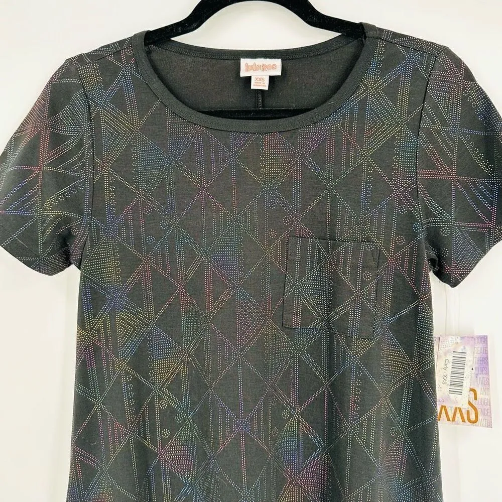 NWT Lularoe Black &‎ Embellished Rainbow Color Carlie Dress XXS holographic - Image 4