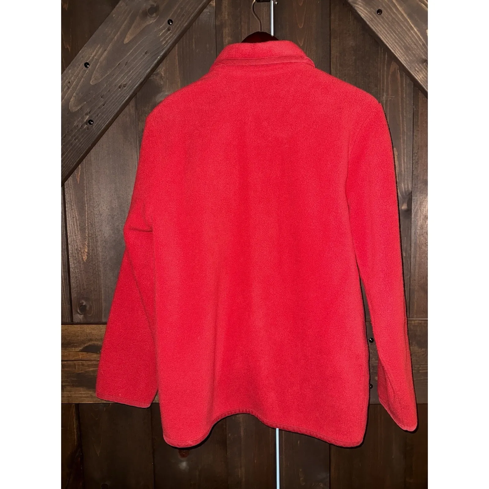 Cherokee Women's Sz M Red Button Up Fleece Jacket Coat‎ God Bless America - Image 6